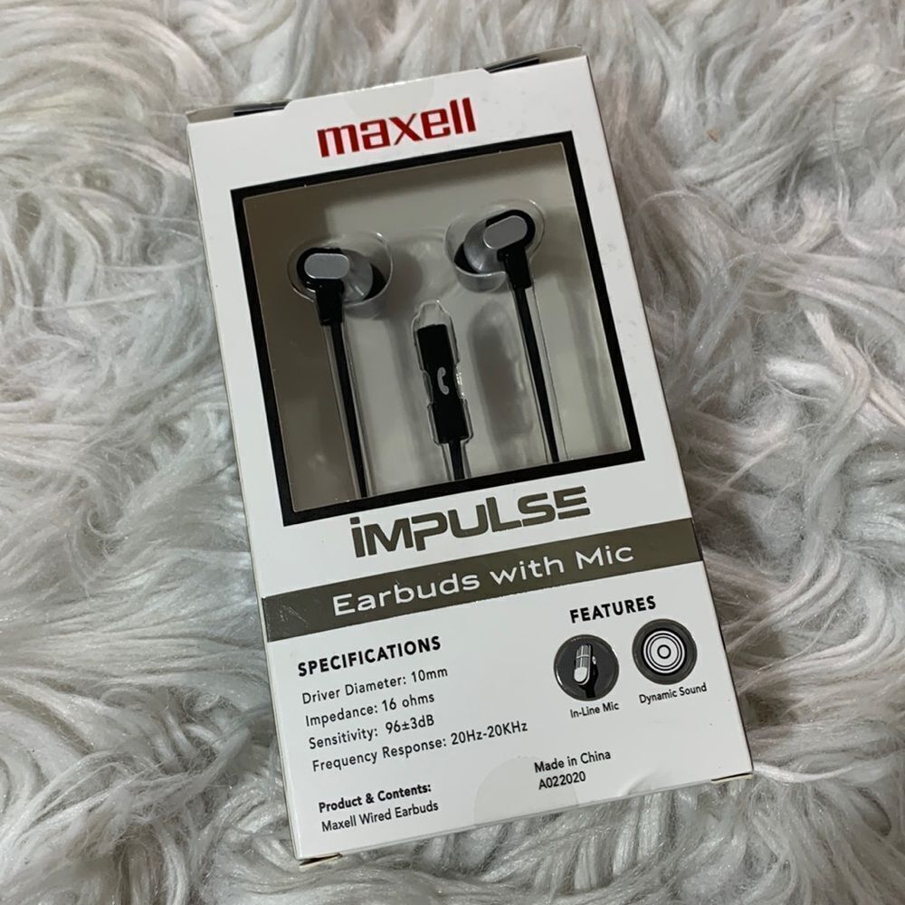 🟢3 for $20 MAXELL impulse earbuds with mic sealed unopened box new